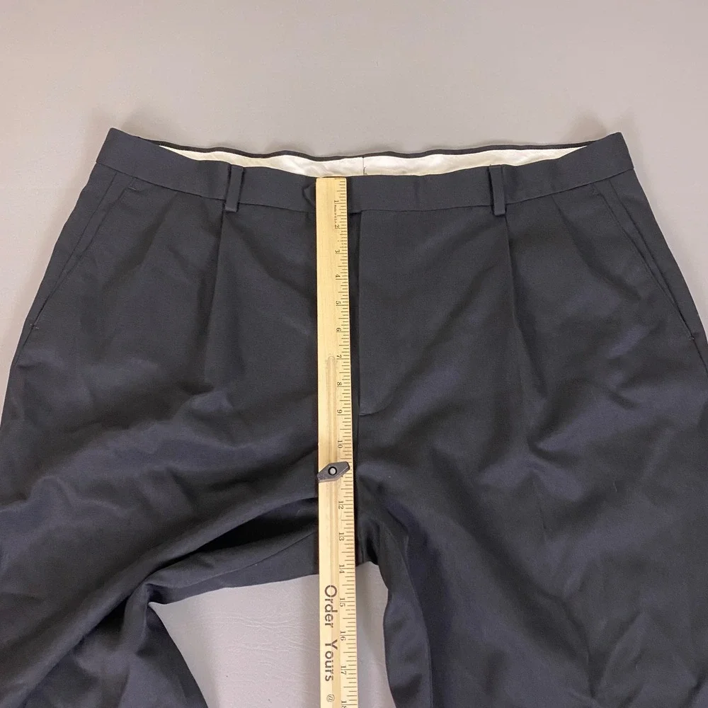 Joseph & Feiss Wool Dress Pants Mens Size 40x34 Black Pleated Cuffed Relaxed Fit